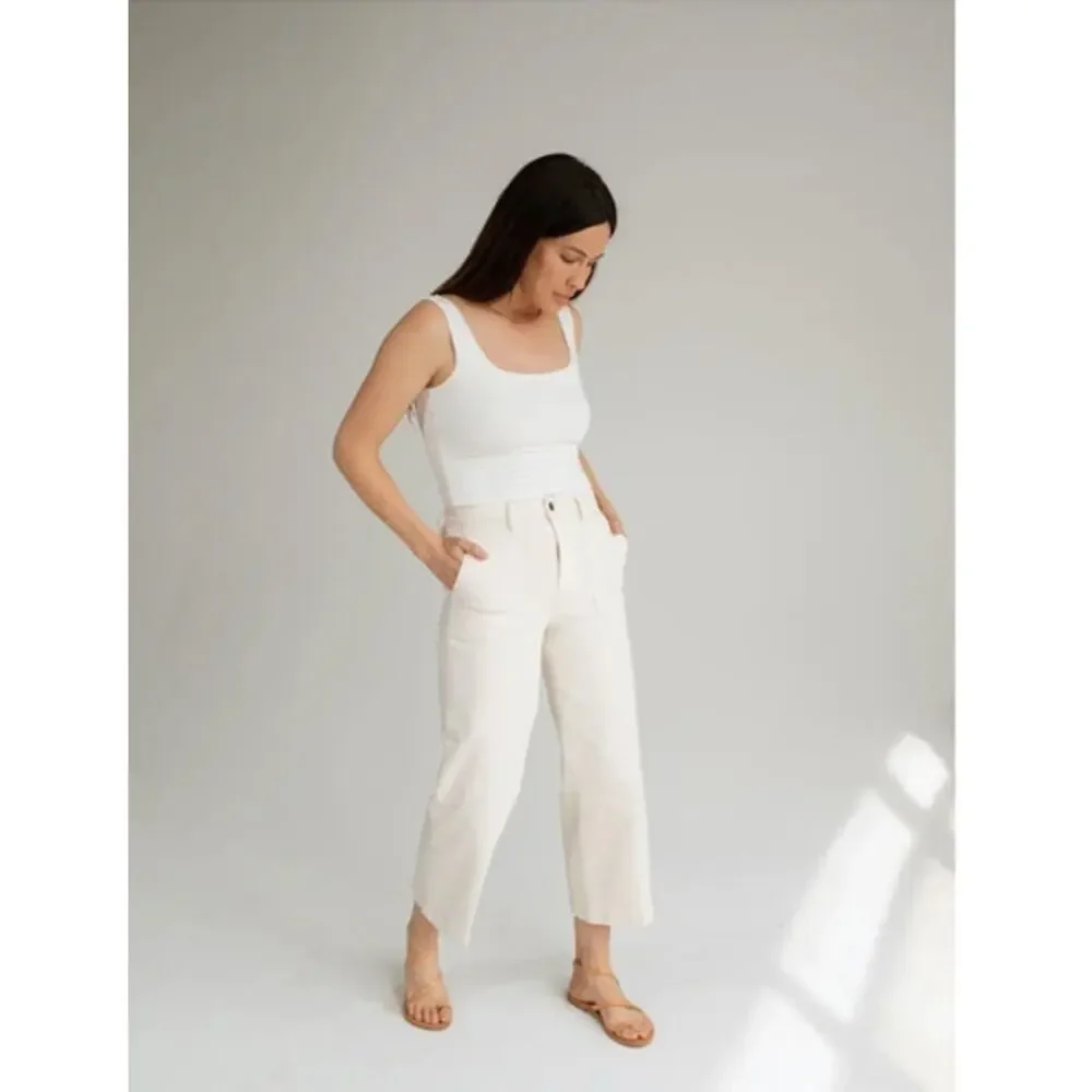 NWOT Womens Cream/Natural Carly Jean Los Angeles Hendrix Wide Leg Jeans